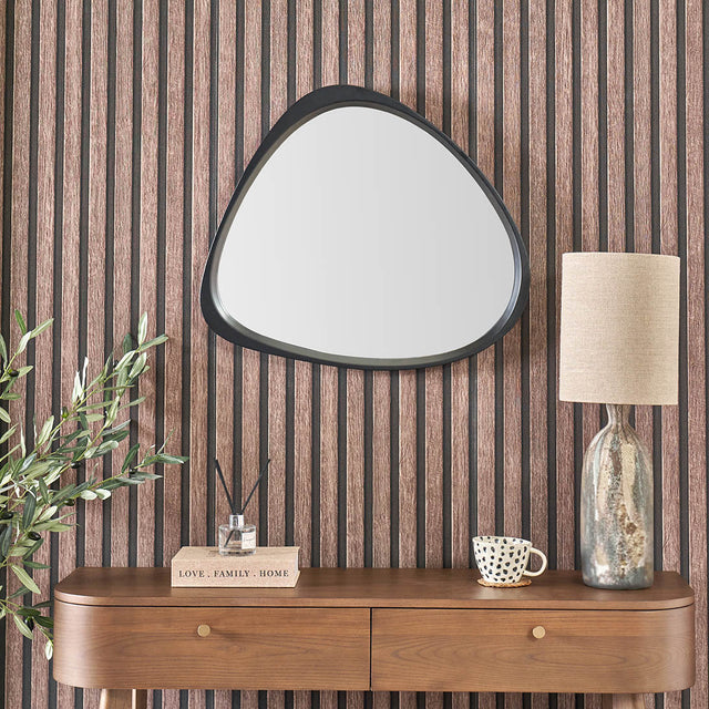 Tumba Black Wood Veneer Curved Wall Mirror