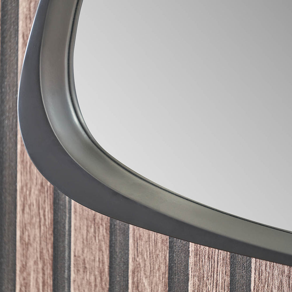 Tumba Black Wood Veneer Curved Wall Mirror