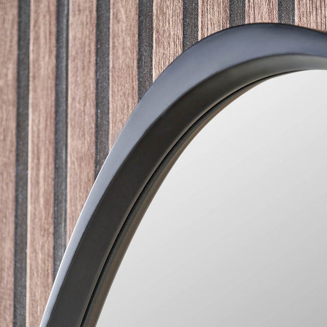 Tumba Black Wood Veneer Curved Wall Mirror