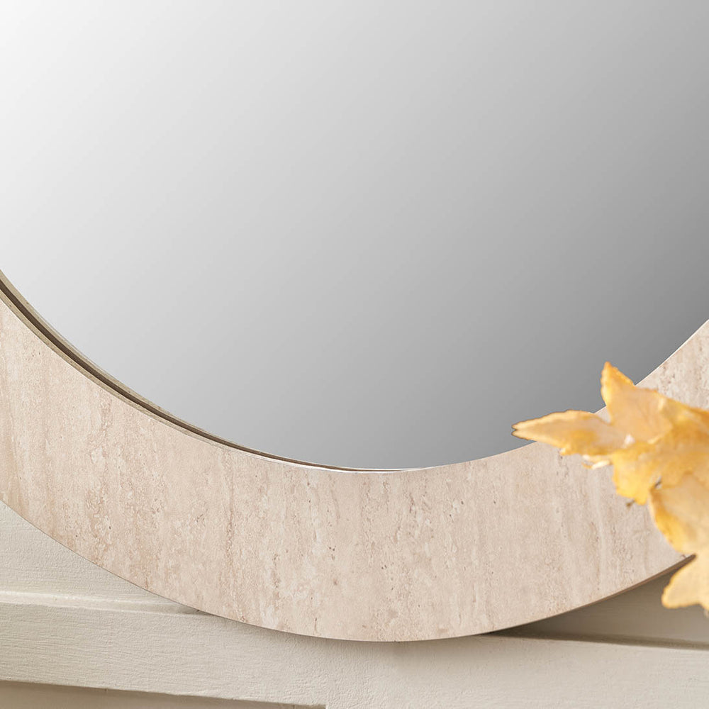 Treviso Travertine Effect Round Wall Mirror