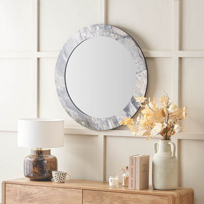 Myora Jade Marble Effect Round Wall Mirror
