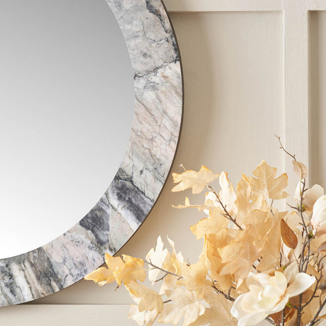 Myora Jade Marble Effect Round Wall Mirror