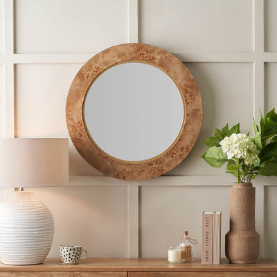 Woodmere Burr Wood Effect Round Wall Mirror