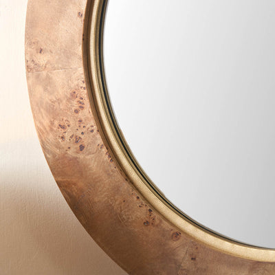 Woodmere Burr Wood Effect Round Wall Mirror