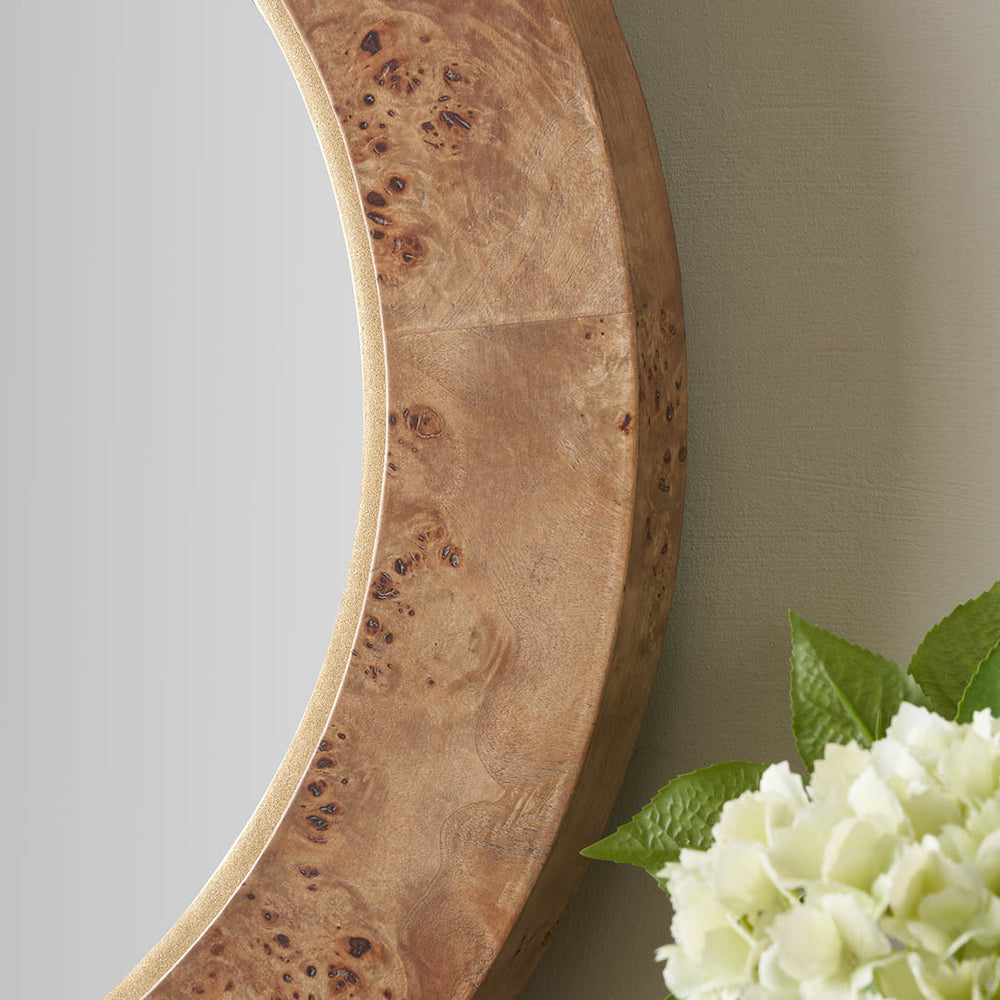 Woodmere Burr Wood Effect Round Wall Mirror
