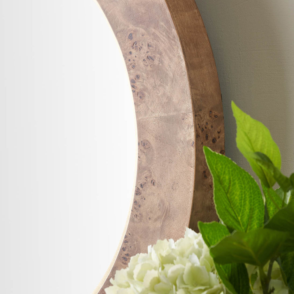 Woodmere Burr Wood Effect Round Wall Mirror
