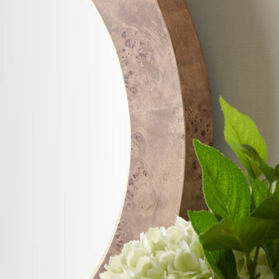 Woodmere Burr Wood Effect Round Wall Mirror