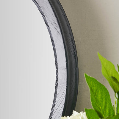 Elwin Black Fir Wood Effect Round Wall Mirror