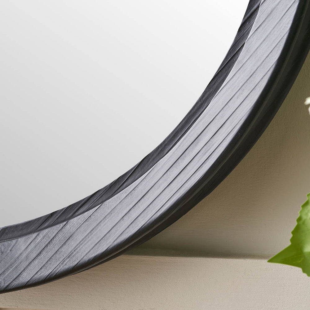 Elwin Black Fir Wood Effect Round Wall Mirror