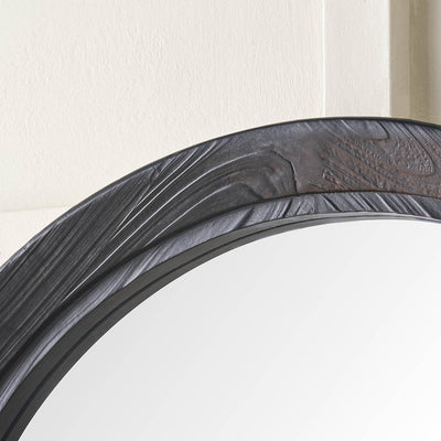 Elwin Black Fir Wood Effect Round Wall Mirror