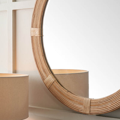 Sora Natural Rattan Frame Round Wall Mirror