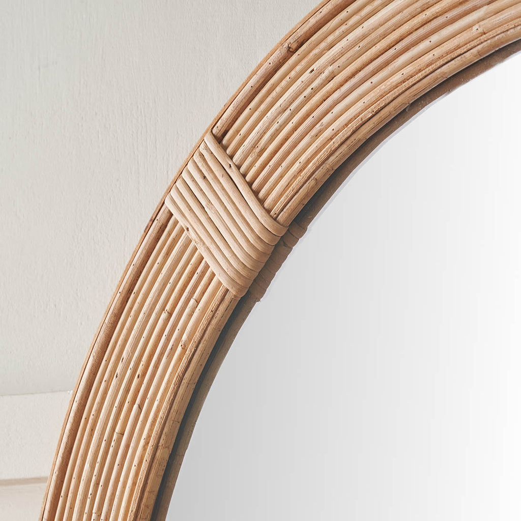 Sora Natural Rattan Frame Round Wall Mirror | Home Accents