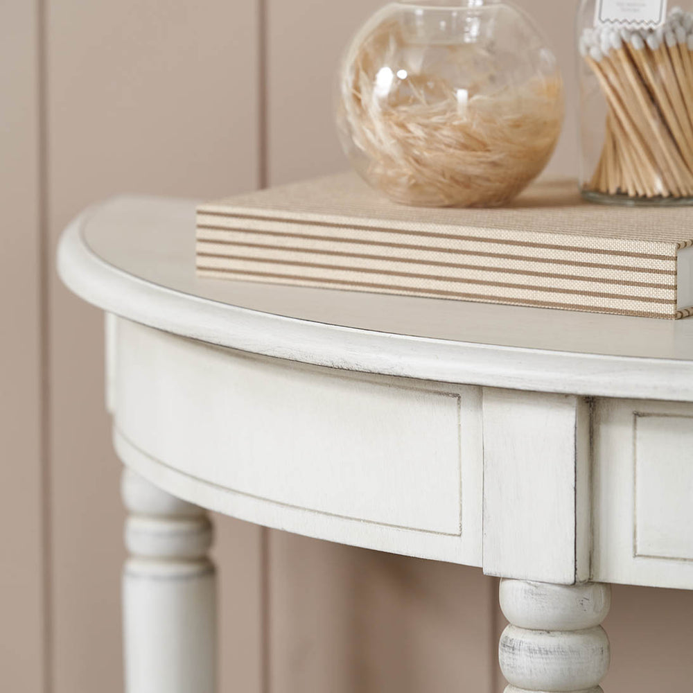 Cleveland White Wood Half Moon Console Table