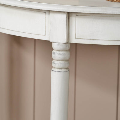 Cleveland White Wood Half Moon Console Table