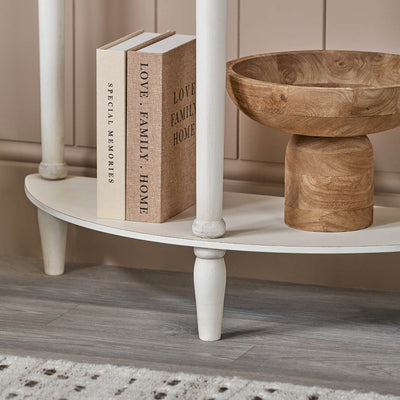 Cleveland White Wood Half Moon Console Table