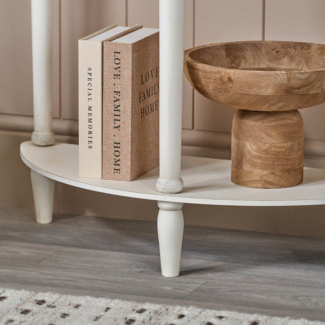 Cleveland White Wood Half Moon Console Table