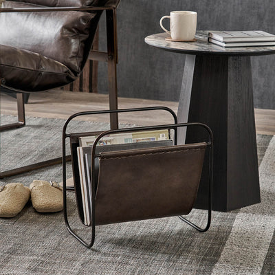 Elizeo Peppercorn Leather Magazine Rack