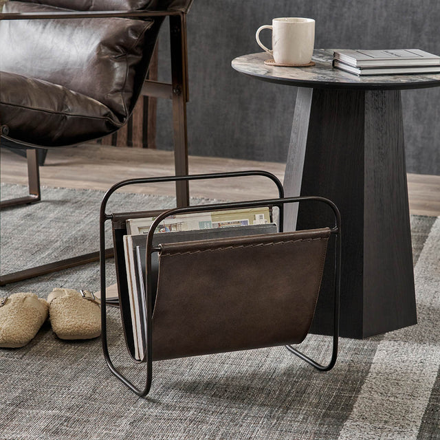 Elizeo Peppercorn Leather Magazine Rack