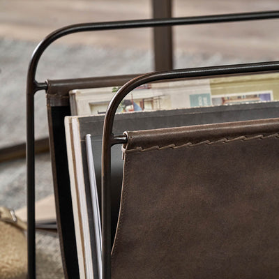 Elizeo Peppercorn Leather Magazine Rack