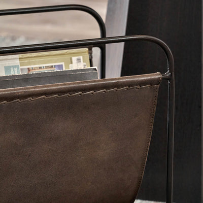 Elizeo Peppercorn Leather Magazine Rack