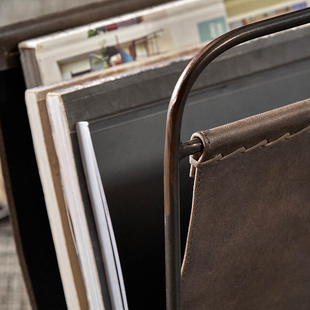 Elizeo Peppercorn Leather Magazine Rack