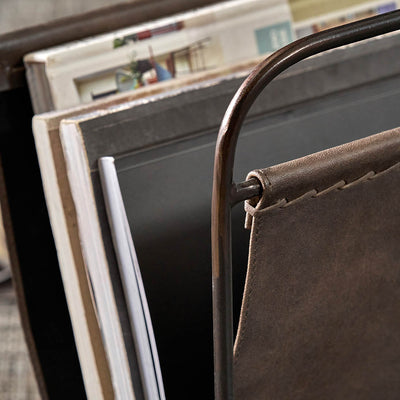 Elizeo Peppercorn Leather Magazine Rack