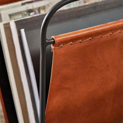 Elizeo Vintage Brown Leather Magazine Rack
