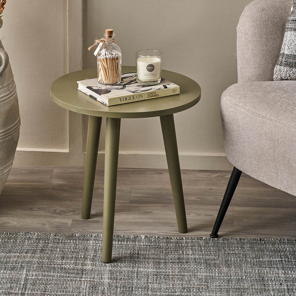 Stockton Olive Pine Wood Side Table