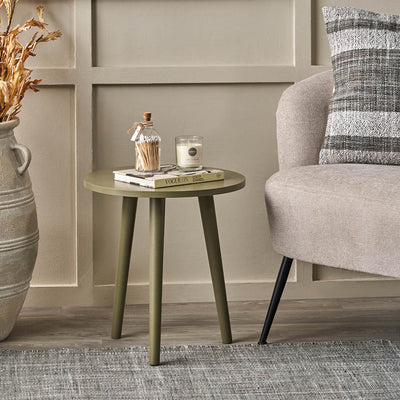 Stockton Olive Pine Wood Side Table