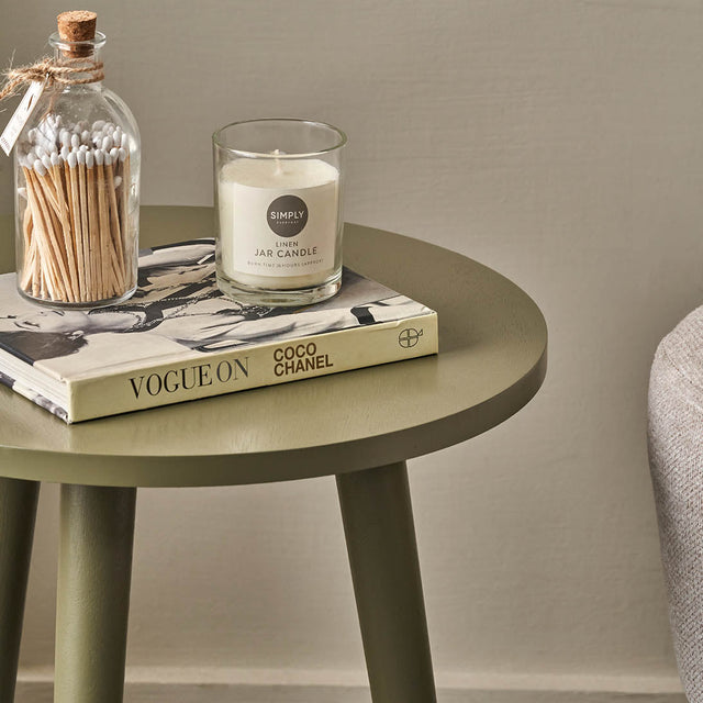 Stockton Olive Pine Wood Side Table