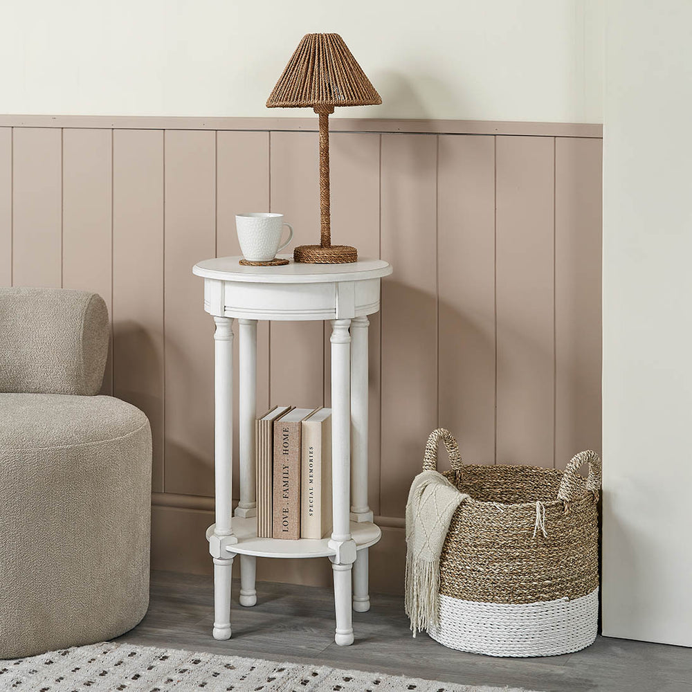 Cleveland White Wood Round Accent Table