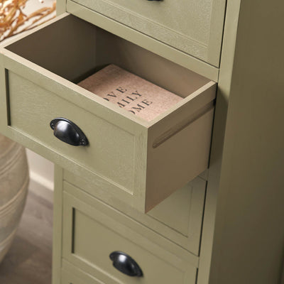 Stockton Olive Wood Drawer Tall Unit