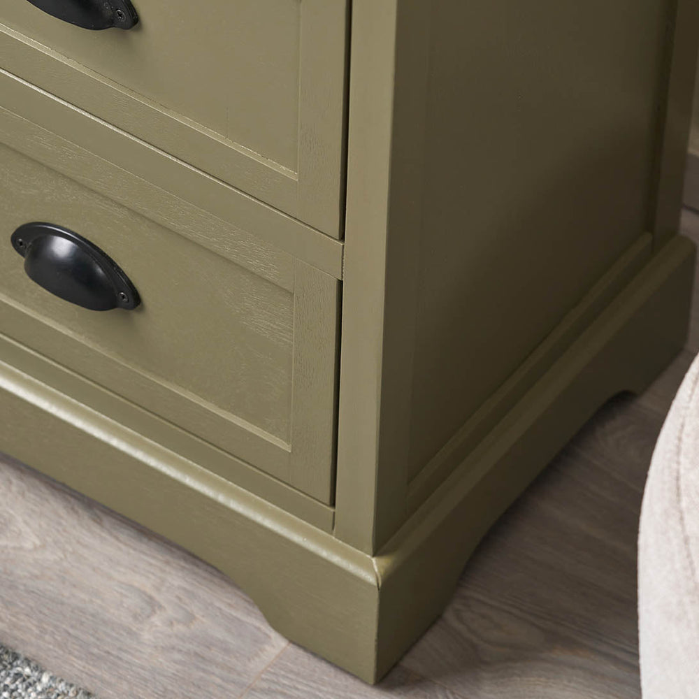 Stockton Olive Wood Drawer Tall Unit