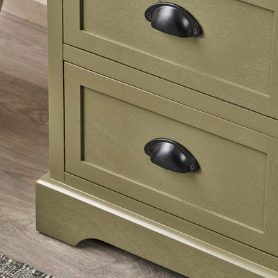 Stockton Olive Green Wood 6 Drawer Unit