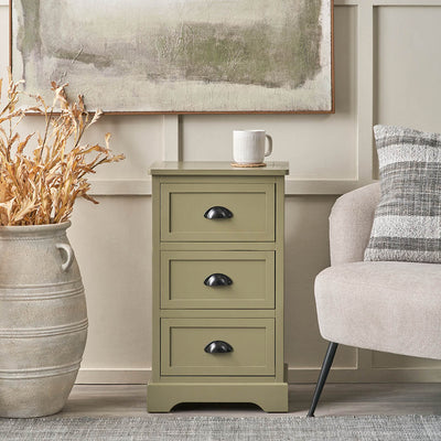 Stockton Olive Green Wood 3 Drawer Unit