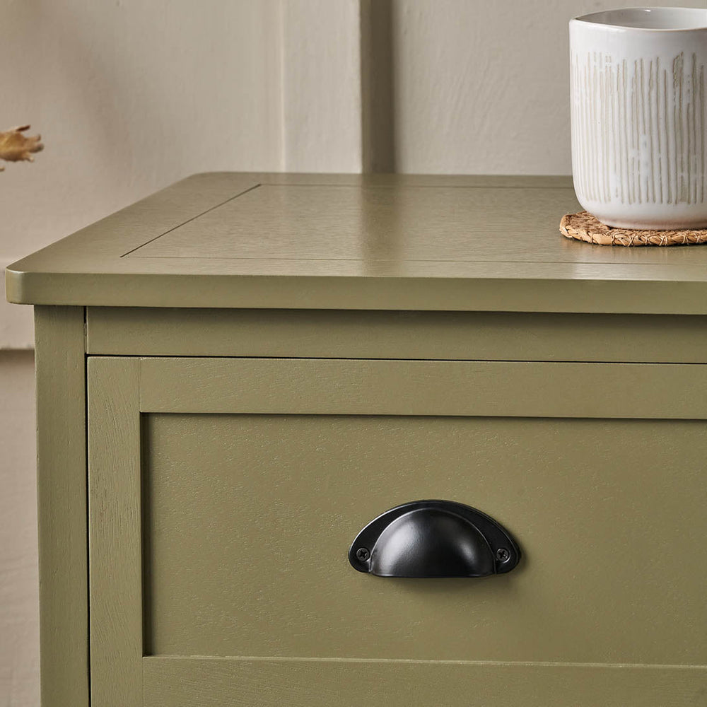 Stockton Olive Green Wood 3 Drawer Unit