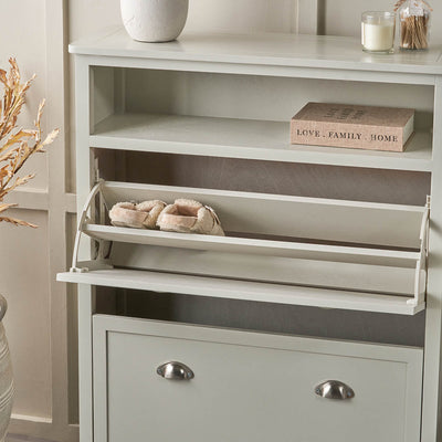 Stockton Linen Wood Shoe Storage Unit