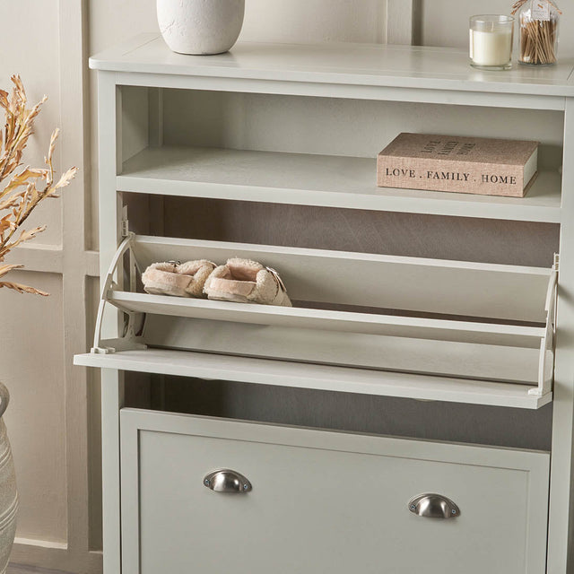 Stockton Linen Wood Shoe Storage Unit