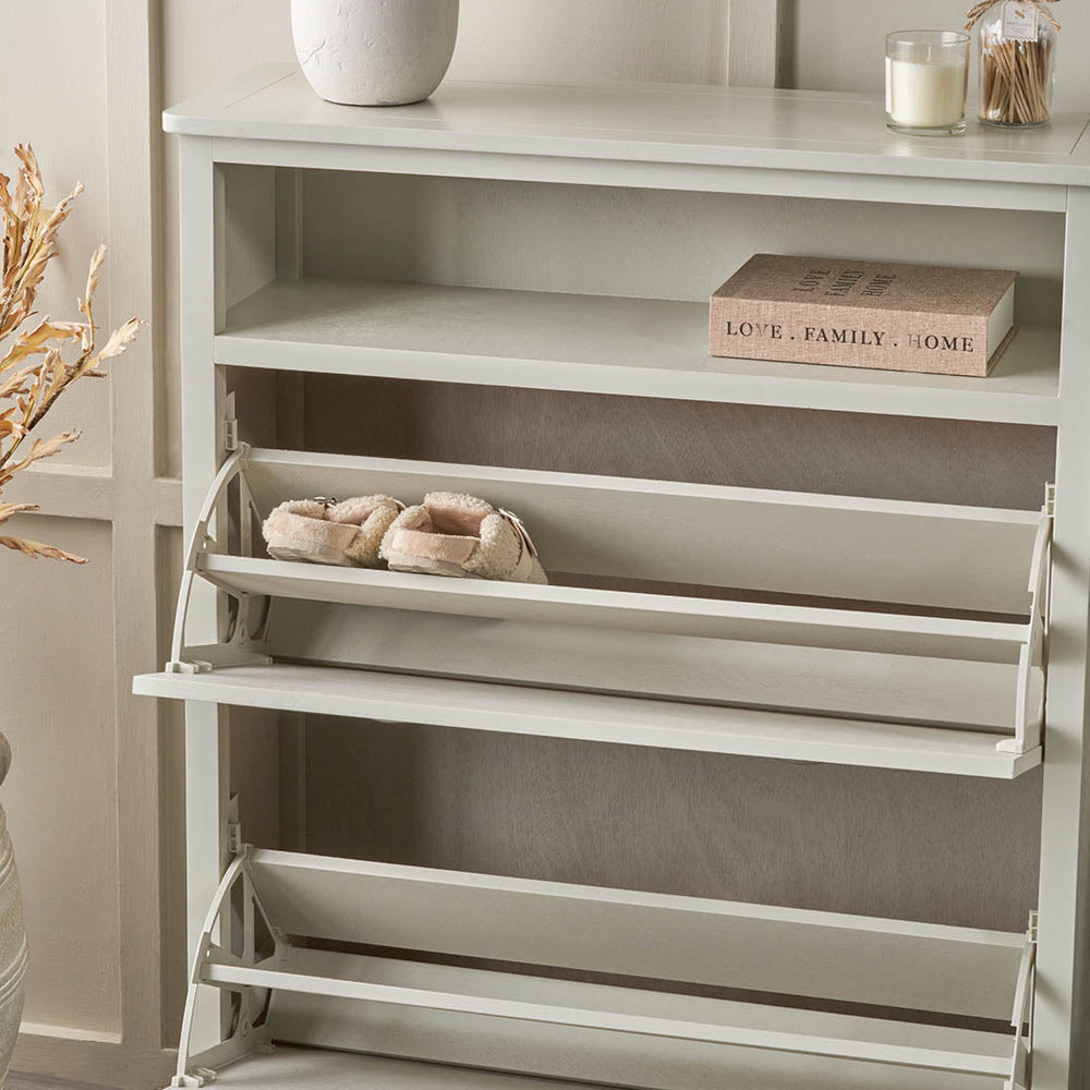 Stockton Linen Wood Shoe Storage Unit
