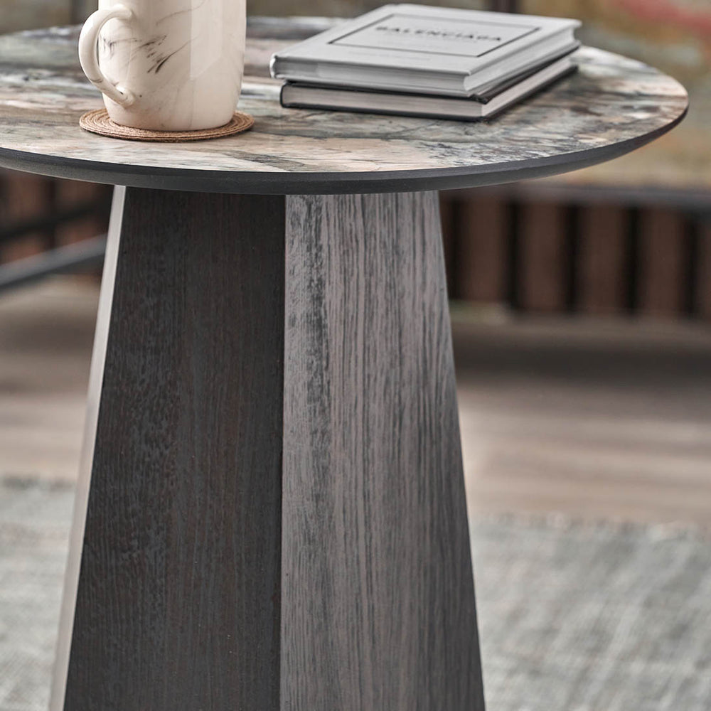 Myora Jade Marble Effect and Dark Brown Oak Veneer Side table