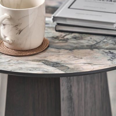 Myora Jade Marble Effect and Dark Brown Oak Veneer Side table