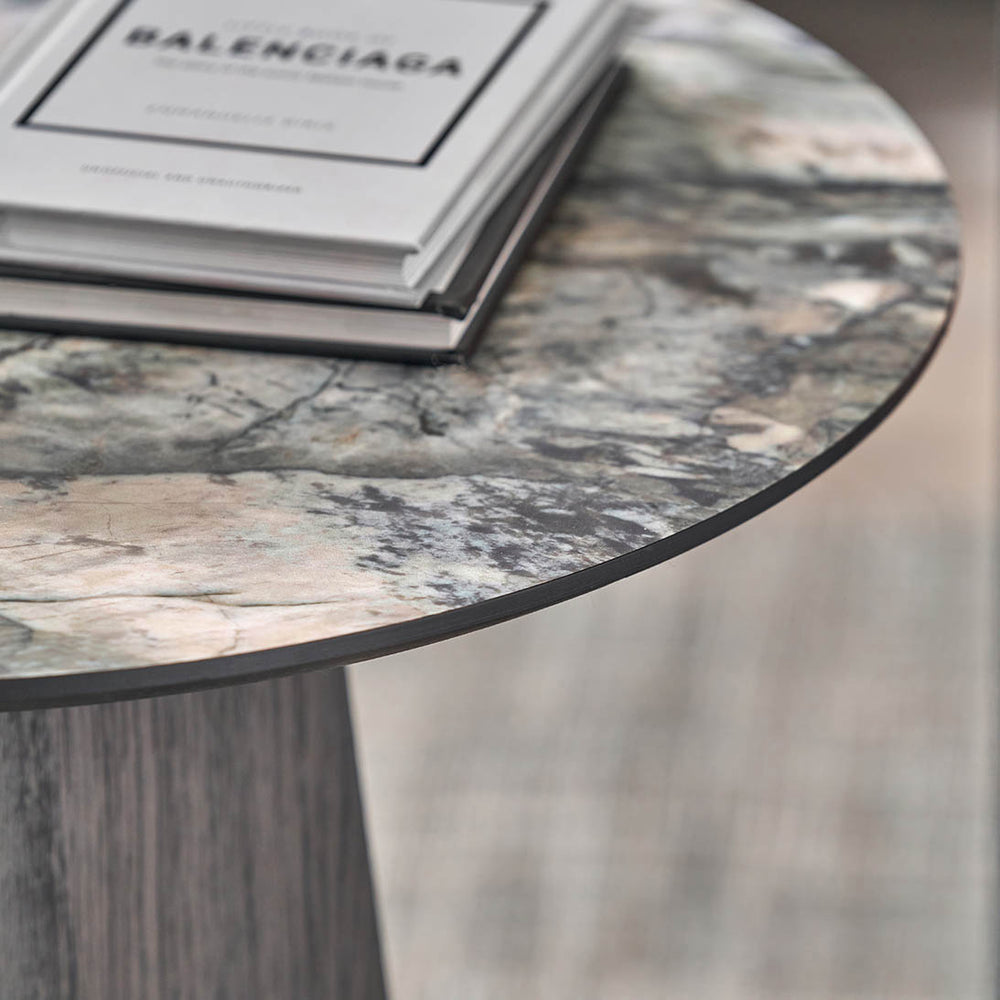 Myora Jade Marble Effect and Dark Brown Oak Veneer Side table