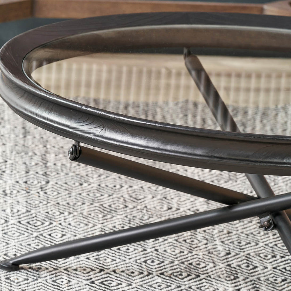 Elwin Clear Glass and Black Fir Wood Effect Coffee Table