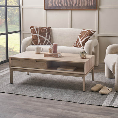 Giovanna White Sand Acacia Wood Coffee Table