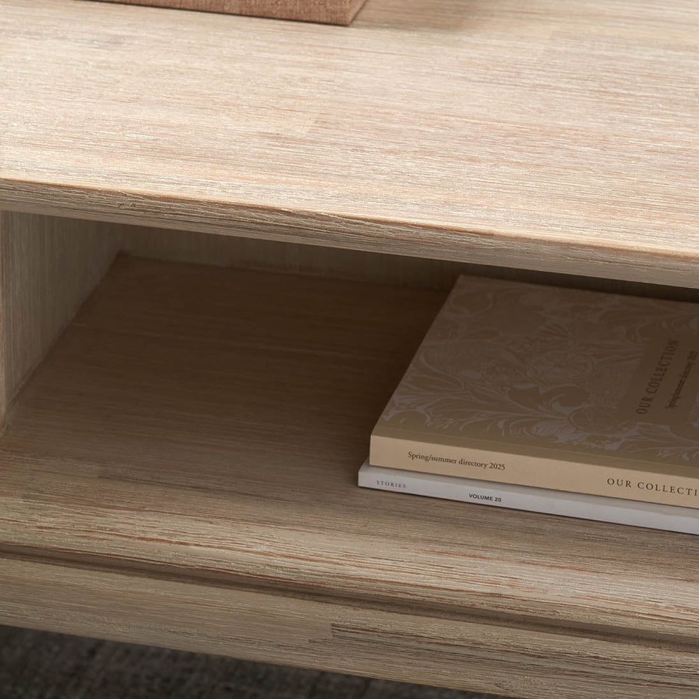 Giovanna White Sand Acacia Wood Coffee Table