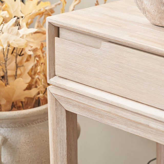 Giovanna White Sand Acacia Wood Console Table