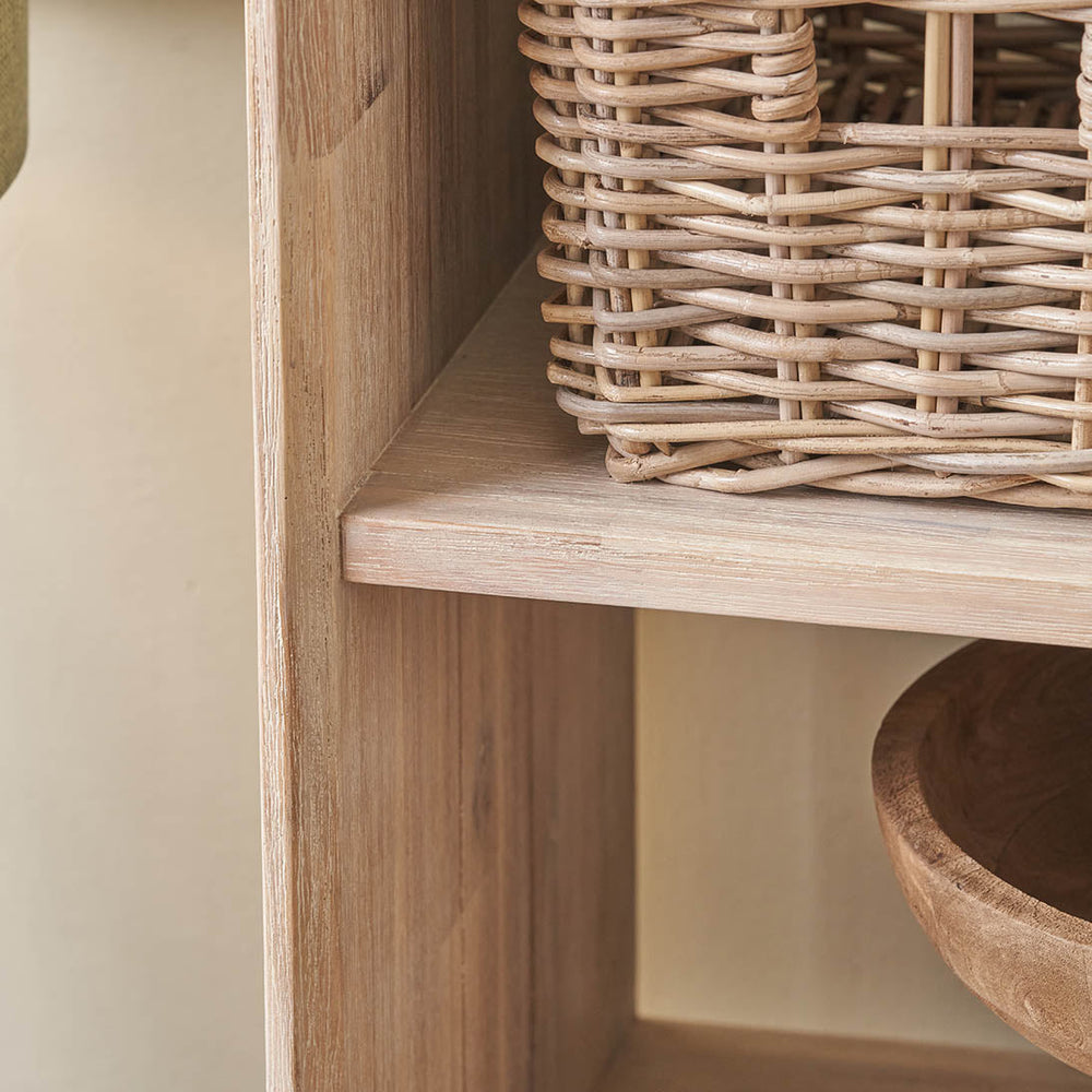 Giovanna White Sand Acacia Wood Shelf Unit