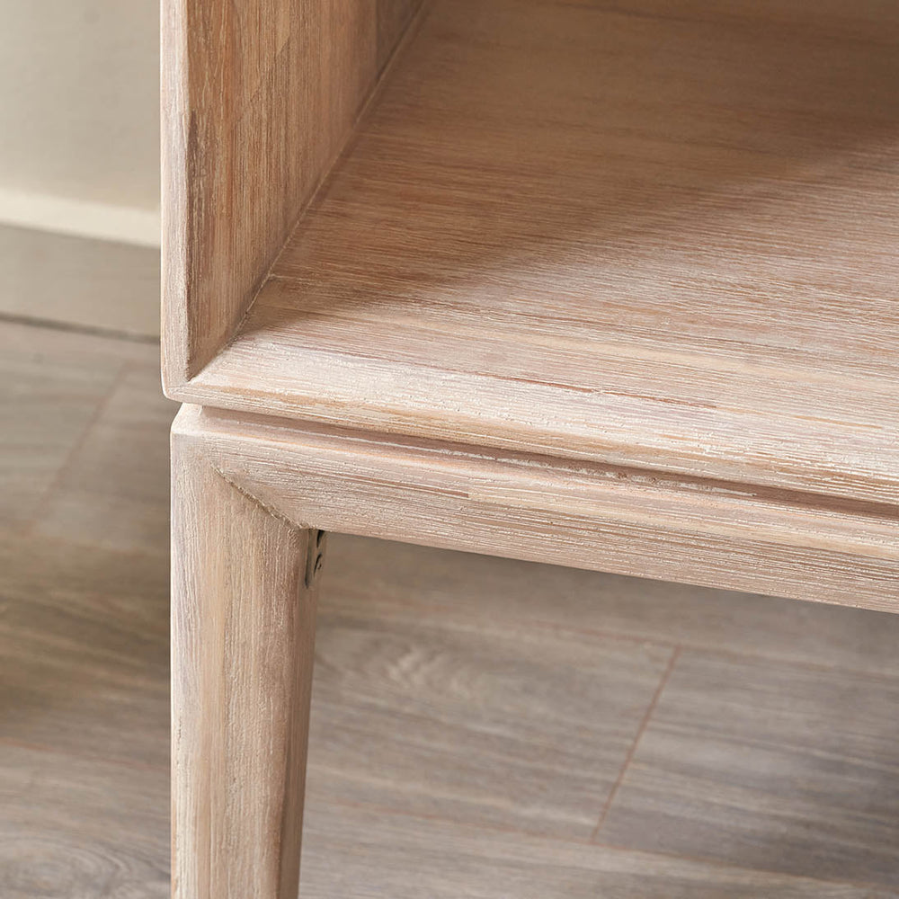 Giovanna White Sand Acacia Wood Shelf Unit