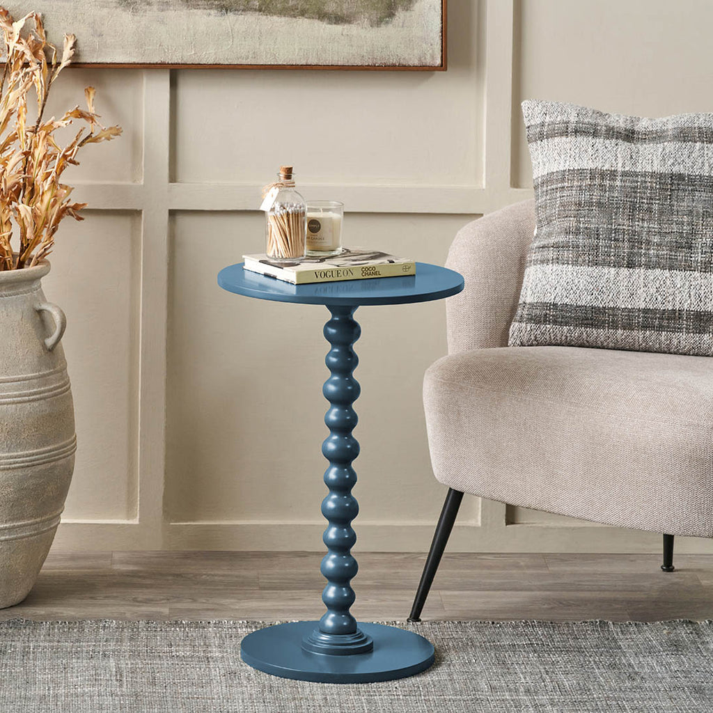 Navy Wood Bobble Side Table | Furniture