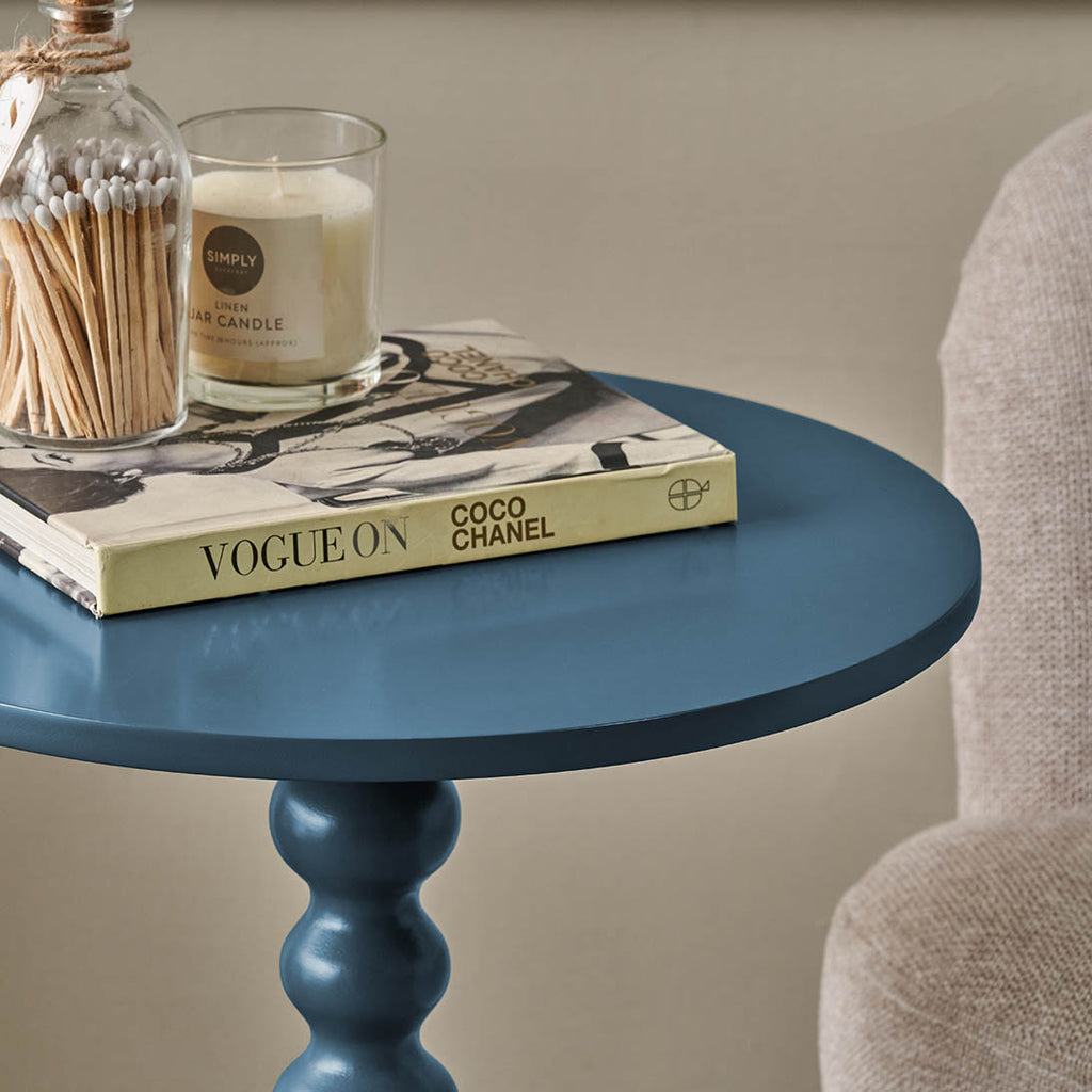 Navy Wood Bobble Side Table | Furniture
